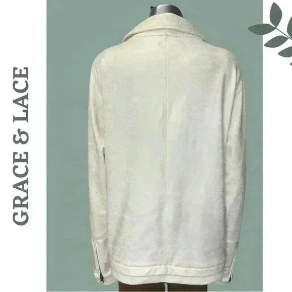 Grace @ Lace Move Free Leather Like Cream Knit Motorcycle Jacket Size XXL - Picture 5 of 12